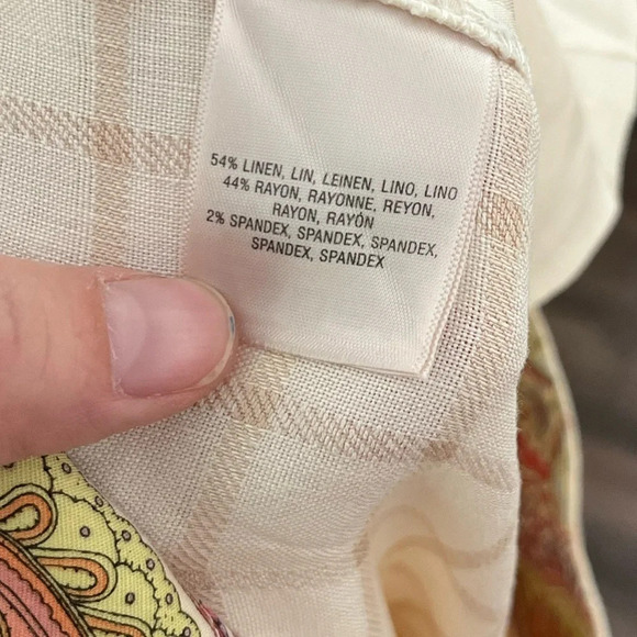 Anthropologie Pants Women's 6 Elevenses Windowpane Culottes Linen Blend Coastal - Picture 10 of 11